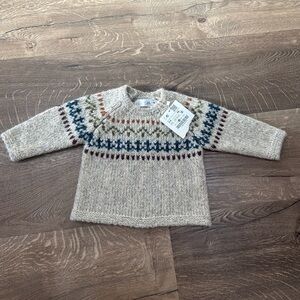 ZARA Cozy Knit Sweater with Patterned Sleeves